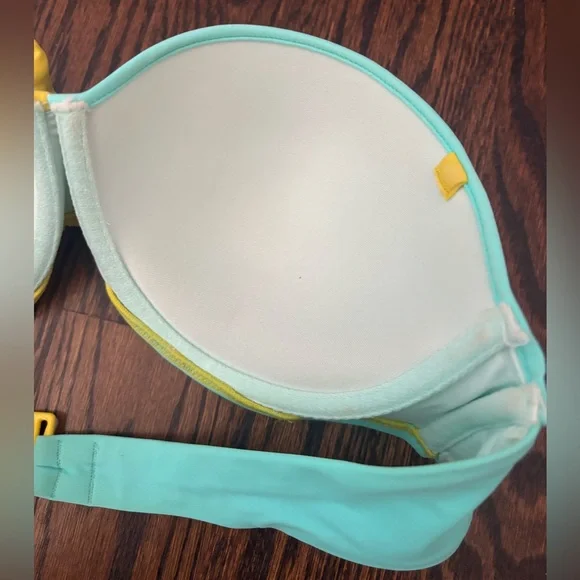 Victoria's Secret Yellow and Light Blue Bikini Top - Picture 4 of 7